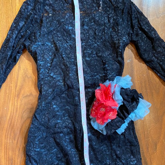 Dance Costume Black Lace Flowers Size AS - Picture 2 of 10